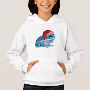 Grenouille bleue avec chapeau de Père Noël.