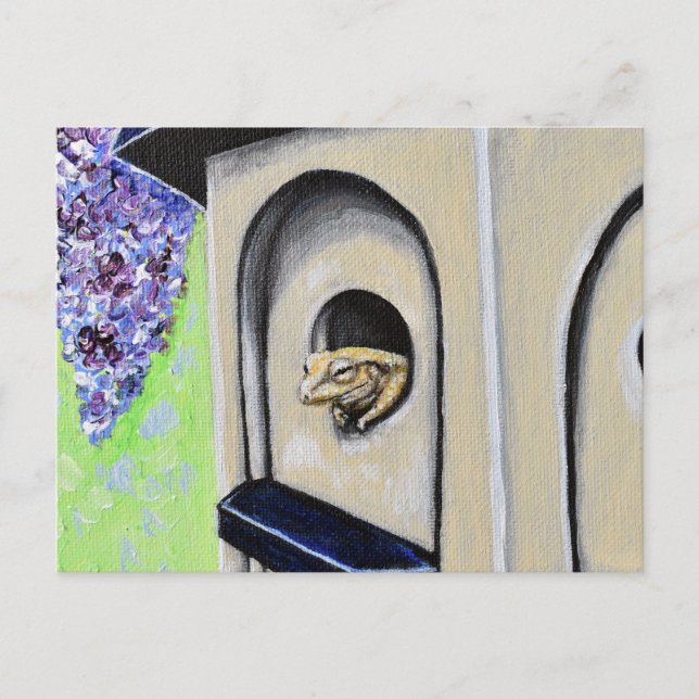 Grenouille dans une carte postale de peinture d'oi (Devant)
