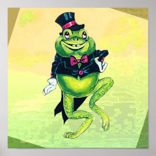 Grenouille dansante Green Tuxedo mignonne Poster