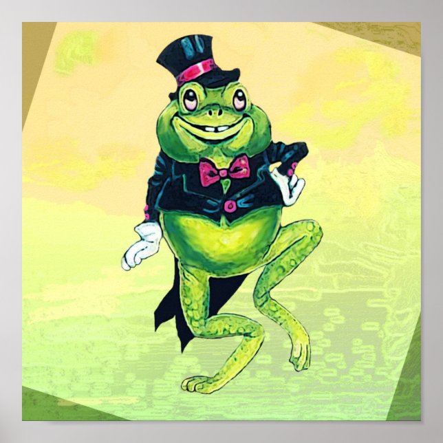 Grenouille dansante Green Tuxedo mignonne Poster (Devant)