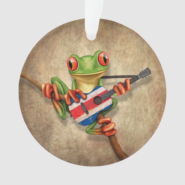 Grenouille d'arbre jouant la guitare de drapeau du (devant)
