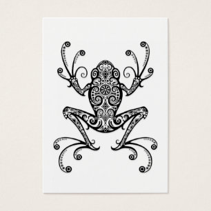 Grenouille d'arbre noire complexe sur le blanc
