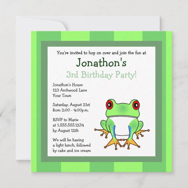 Grenouille des arbres cuits avec Invitation d'anni (Devant)