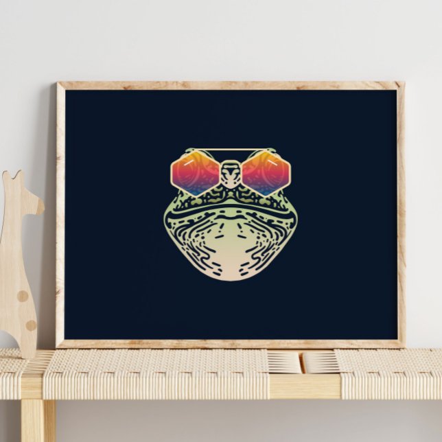 Grenouille drôle | Avec Impression murale de lunet (Créateur téléchargé)