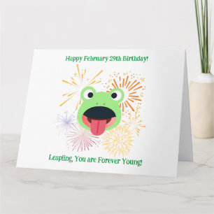 Grenouille et feux d'artifice Anniversaire Carte d