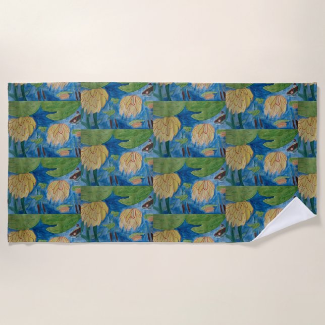 Grenouille et serviette de plage Nénuphar (Devant)