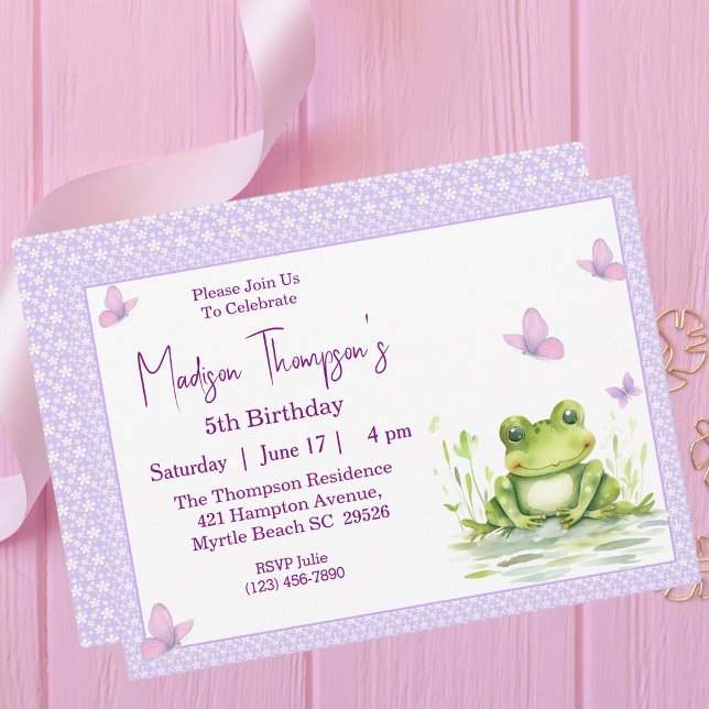 Grenouille Filles 5e anniversaire Invitation de fê (Créateur téléchargé)