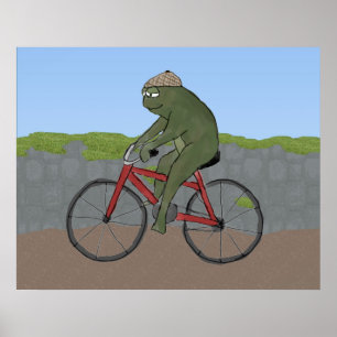 Grenouille gentilhomme sur une affiche à vélo Impr