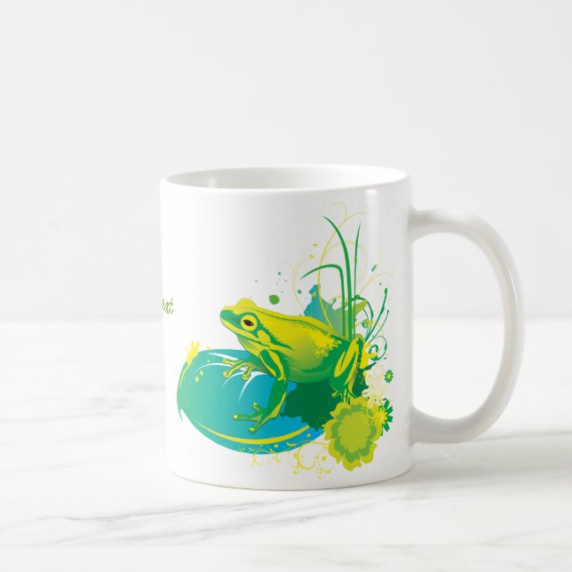 Grenouille jaune vert tasse personnalisée (Droite)