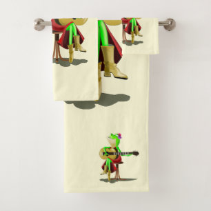 Grenouille Jouer Guitare Drôle serviettes de bain