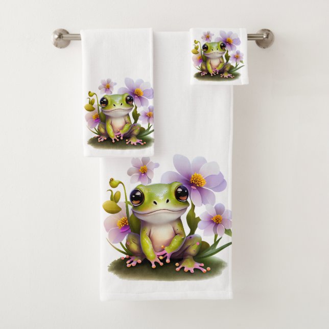 Grenouille mignonne en fleurs (En situation)