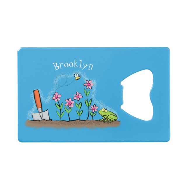 Grenouille mignonne et abeille dans le jardin dess (Devant (Horizontal))