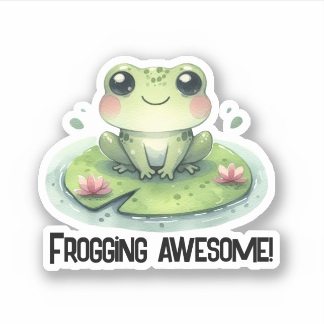 Grenouille sur un autocollant Lilypad (Devant)