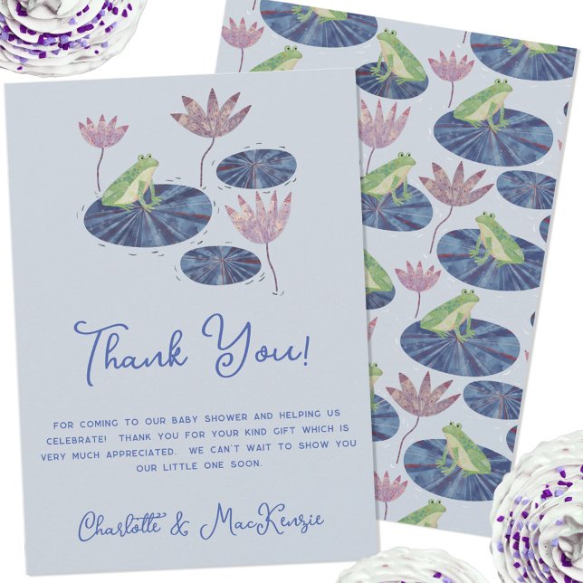 Grenouille sur un Carte de remerciements de Baby s (Fun frog themed baby shower thank you with custom text)