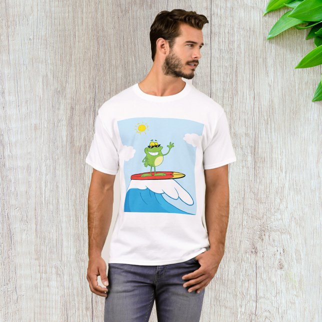 Grenouille Surfant Sur Un T-Shirt Vague (Créateur téléchargé)