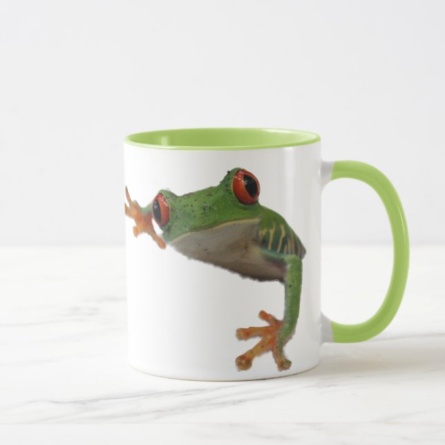 Grenouille Vert teinté rouge Froid Café Mug (Droite)