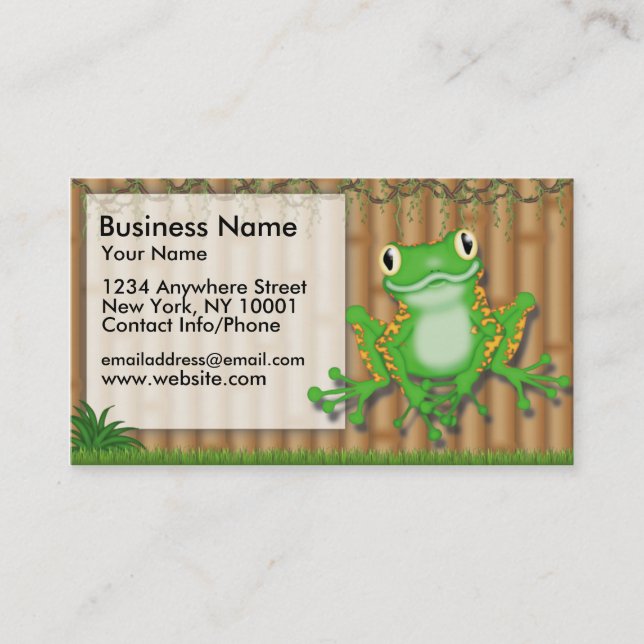 Grenouille verte d'amusement de jungle de carte de (Devant)