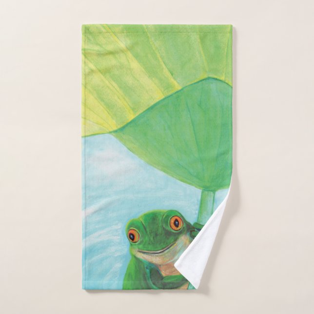 Grenouille verte sous Pad Lily (Serviette à main)