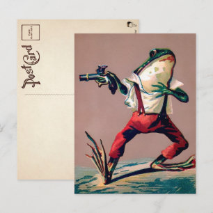 Grenouille victorienne vintage avec carte postale
