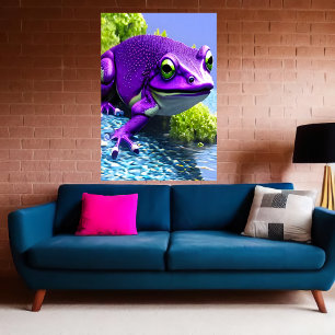 Grenouille violette et blanche   AI Art Poster