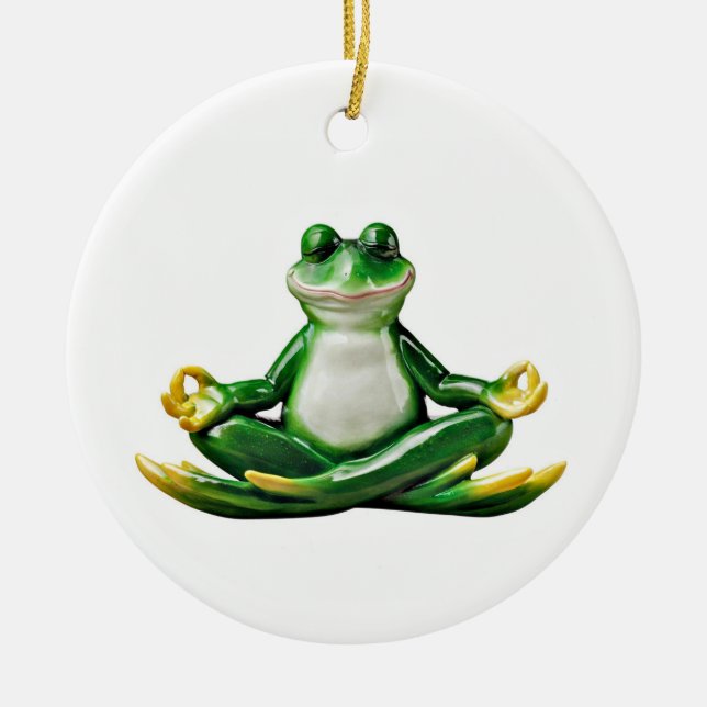 Grenouille Zen, Ornement de Noël Zen Frog, Grenoui (Devant)