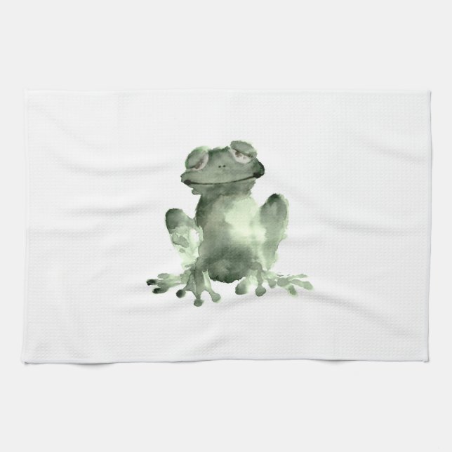 Grenouilles blanches heureuses de serviette de (Horizontal)