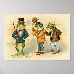Grenouilles dans la rue - Poster d'art Vintage