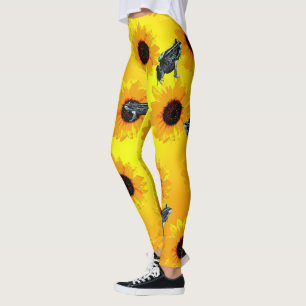 Grenouilles Et Fleurs De Soleil, Dames Leggings