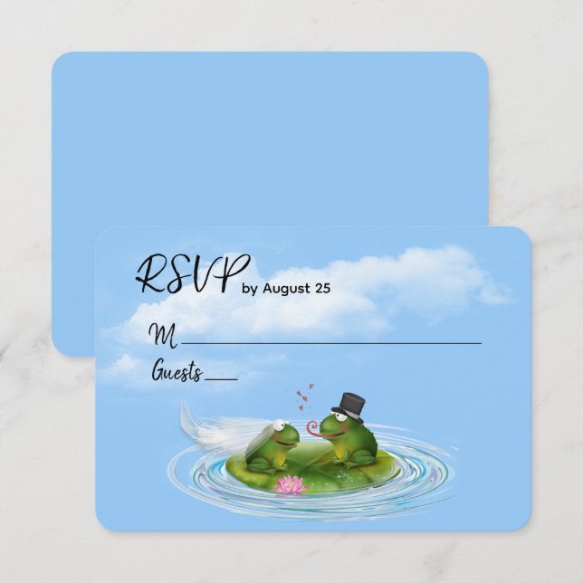 Grenouilles RSVP de mariage sur Lily Pad (Devant / Derrière)