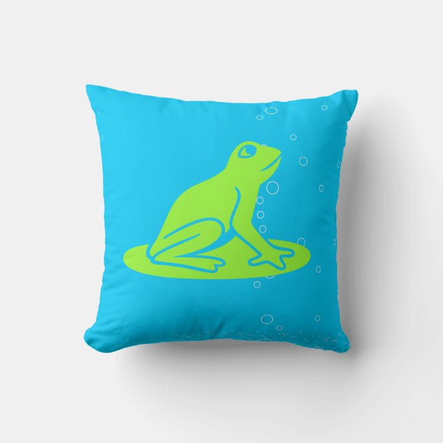 grenouilles vertes sur un oreiller bleu (Recto)