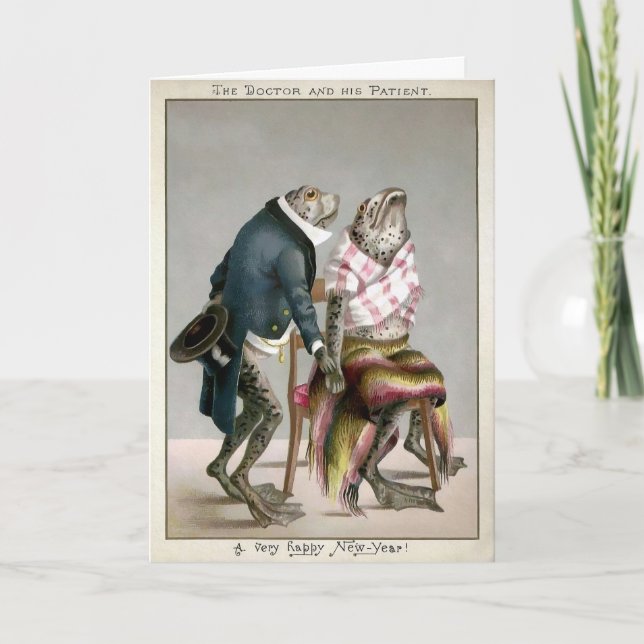 Grenouilles victoriennes Bonne Carte de Nouvel An (Devant)