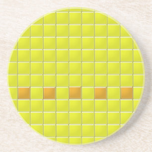 Grès Dessous de verre - Carrés en mosaïque orange sur t