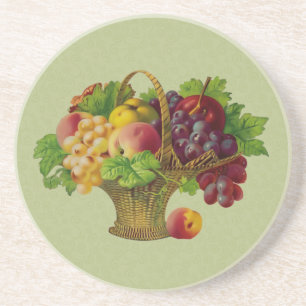 Grès Dessous de verre d'art du panier de fruits en osie