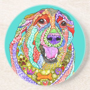 Grès Dessous de verre de chien mâché en bleu