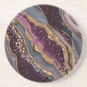 Grès Dessous de verre en agate pailleté bohème