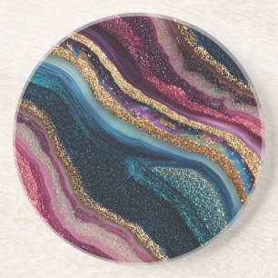 Grès Dessous de verre en agate pailleté boho