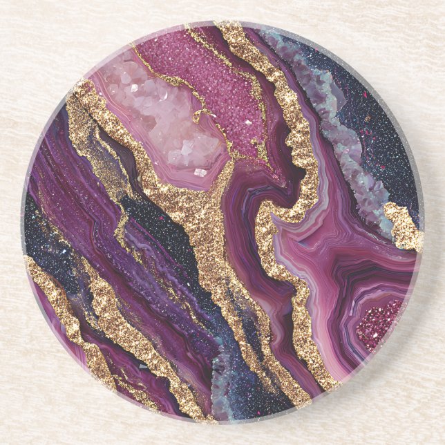 Grès Dessous de verre en agate pailleté boho (Devant)