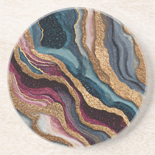 Grès Dessous de verre en agate pailletée bohème
