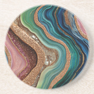 Grès Dessous de verre en agate pailletée bohème