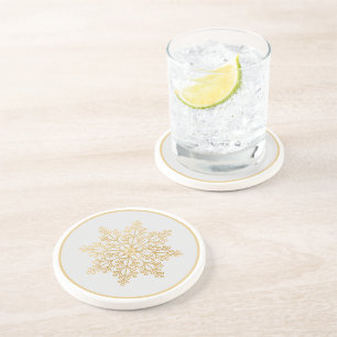 Grès Élégant Dessous de verre en pierre de flocon doré