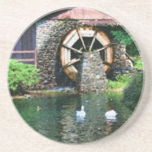 Grès Roue d'eau en bois Dessous de verre de peinture ph