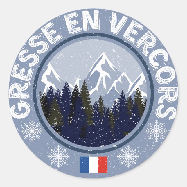 Gresse en Vercors Ski resort Classic Round Sticker (Front)