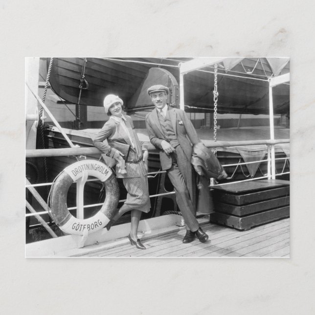 Greta Garbo and Mauritz Stiller 1925 Postcard (Front)