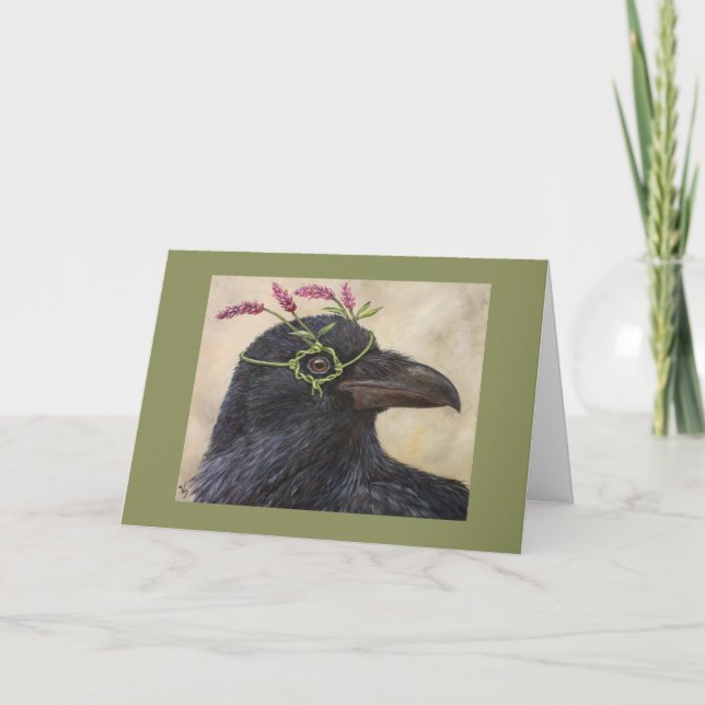"Greta" the raven card (Front)