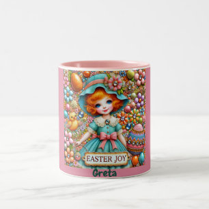 GRETA ~ VINTAGE GIRL~ Very Sweet Two-Tone Coffee Mug