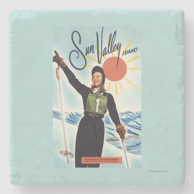 Gretchen Fraser Advertisement Poster Stone Coaster (Front)