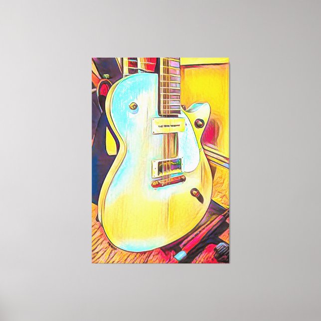 Gretsch Les Paul, Abstract Guitar Canvas Print (Front)