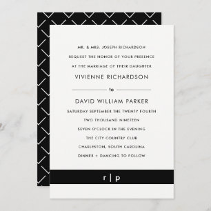 Grève noire moderne Faire-part de mariage