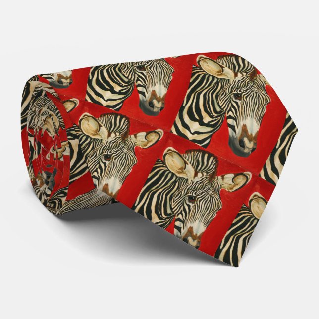 Grevy's Zebra African Wildlife Zoo Animal Art Tie (Rolled)