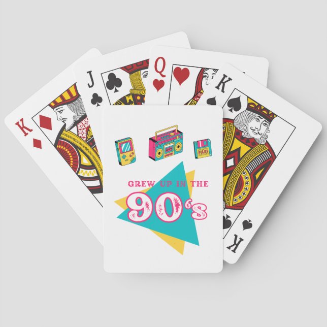 "Grew up in the 90's" retro graphic  Playing Cards (Back)